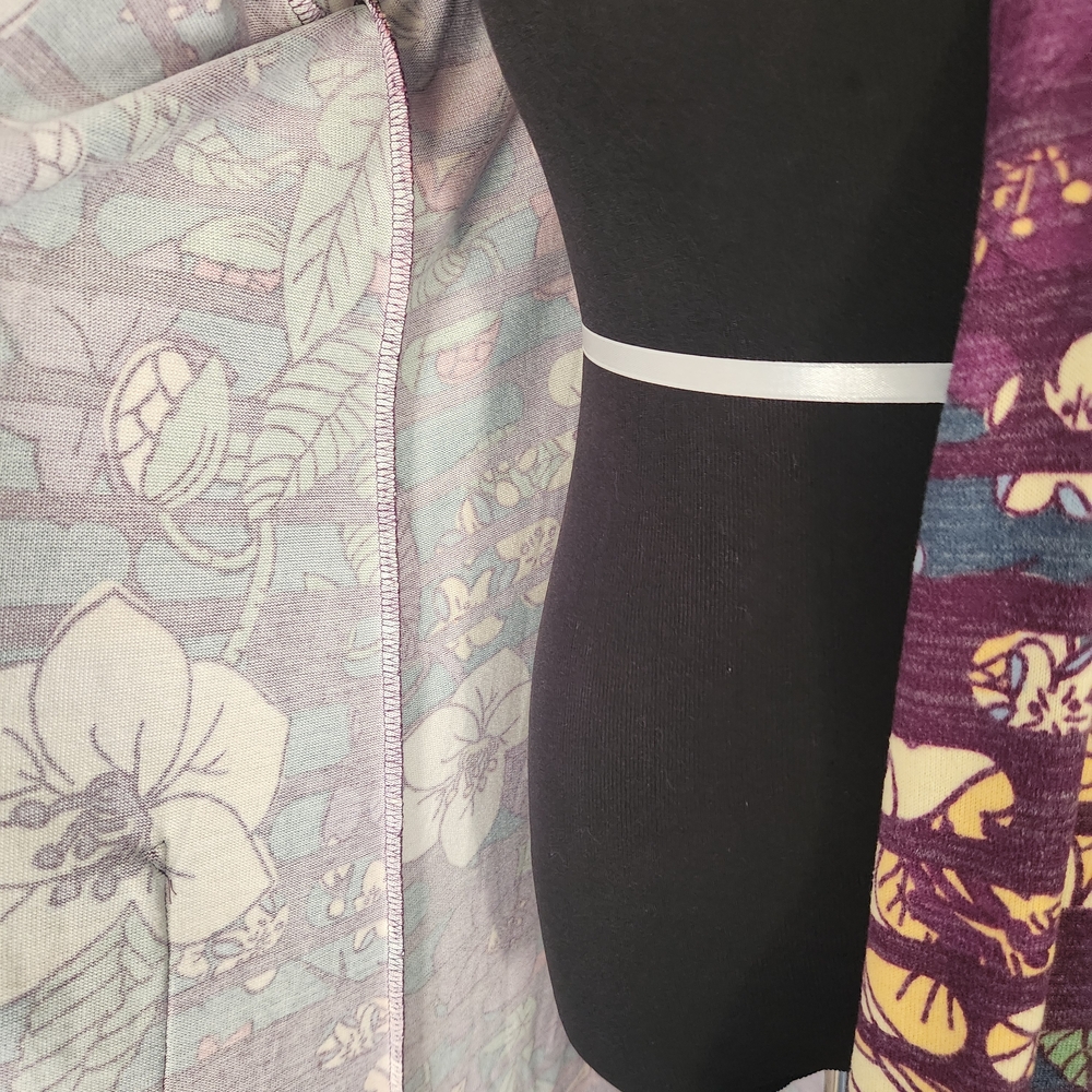 LuLaRoe Janet duster cardigan featuring a purple, floral, and Striped Pattern - Picture 8 of 14